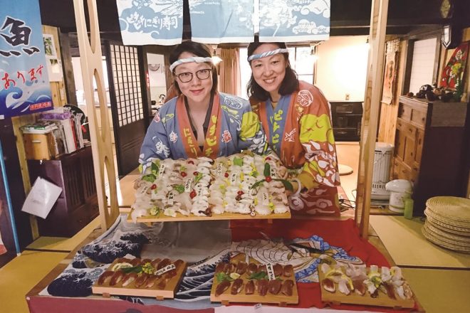 MAKING HAND-ROLLED SUSHI IS A POPULAR ACTIVITY AMONG VISITORS TO JAPAN