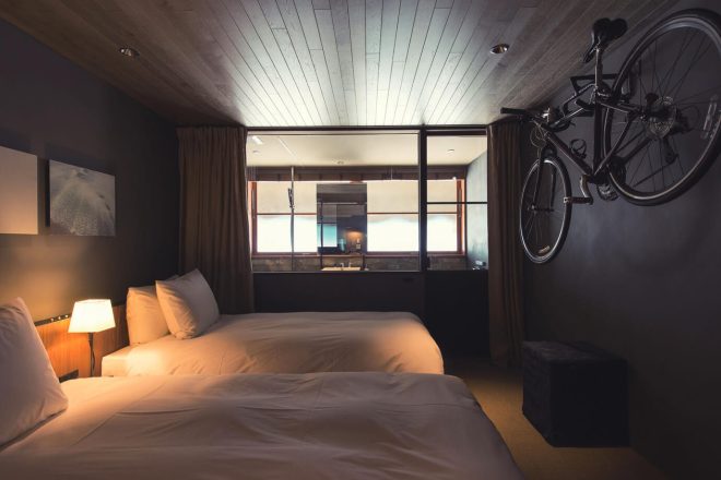 A COZY ROOM, COMPLETE WITH SPACE FOR A BIKE.