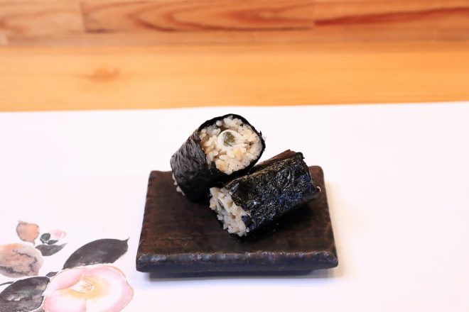 Special oyster menu (oyster nigiri sushi, oyster rolls, oyster escabeche)