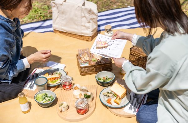 A movie-like picnic in an orchard
